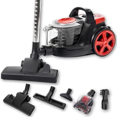 Lehmann LHOCV-8025 Aspirador sin Bolsa, Tecnología de Ciclones, con Doble Sistema de Filtración HEPA, Depósito de Polvo 2,5 L, Kit de Accesorios y Cepillo Turbo, Compacto y Ligero