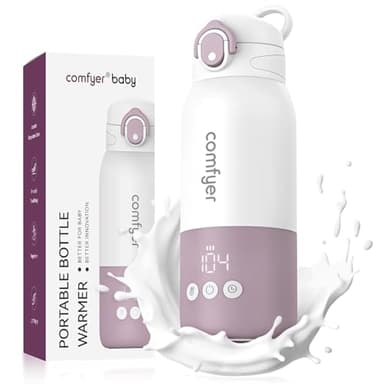 comfyer Calienta Biberones Portátil, Calentamiento Rápido y Larga Duración de la Batería, 2 Modos para Leche Materna y Agua, Gran Capacidad de 340ml para Todo el Día