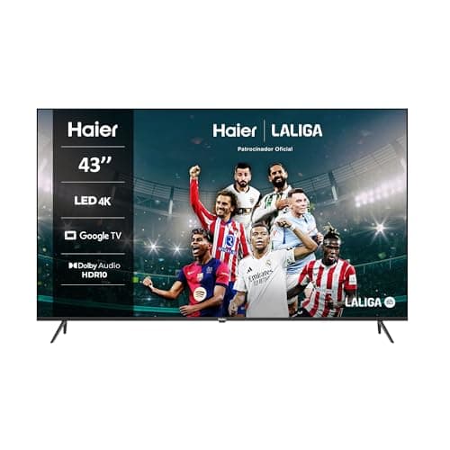 Haier Direct LED 4K UHD H43K800UX - Smart TV 43", Google TV, Dolby Audio y Dolby Vision, HDR 10, Smart Remote Control, Google Assistant, Bluetooth 5.1, DBX TV, HDMI 2.1 x 4, Sin Marcos, 2024