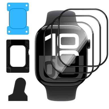 Lutree Cristal Templado para Apple Watch Series 10 46mm, 3 Piezas 3D Cobertura Completa Fácil de Instalar Protector de Pantalla, HD Anti-Arañazo Flexible Película Protectora