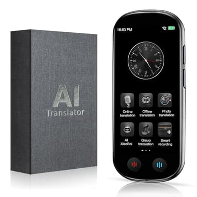 Traductor de voz con pantalla táctil de 4,1 pulgadas, traducción de voz en tiempo real bidireccional, 138 idiomas, sin conexión y grabación y traducción de fotos para aprendizaje de negocios de viaje