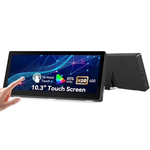 10.3" Pequeño monitor táctil, 400CD/m², VESA, IPS alargado mini pantalla táctil de viaje 1920 * 720 HDMI USBC, pantalla táctil portátil para ordenador portátil Windows AIDA64 GPU CPU RAM monitorag