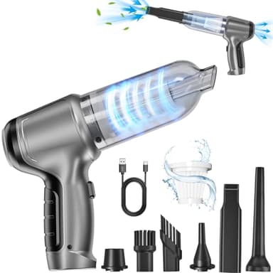 WYRIAZA Aspirador de Mano 12000Pa Potente Aspiradora Coche 5000mAh Aspiradora sin Cable con HEPA Filtro - Aspiradora Potente Coche Mini Aspiradora USB para Automovil Mascotas Casa
