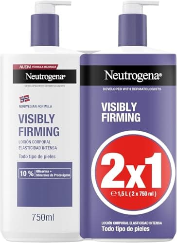 Neutrogena Fórmula Noruega Loción Visiblemente Reafirmante 2 X 750 ml), crema hidratante para todo tipo de piel, loción corporal con Glicerina y Minerales de Procolágeno