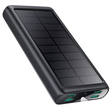 Power Bank 26800mAh Batería Externa con 5 Salidas, USB C (Entrada & Salida) Batería Portátil 15W PD 3A Carga Rápida Cargador Portátil con Linterna LED, IP65 Cargador Solar para iPhone Samsung y más