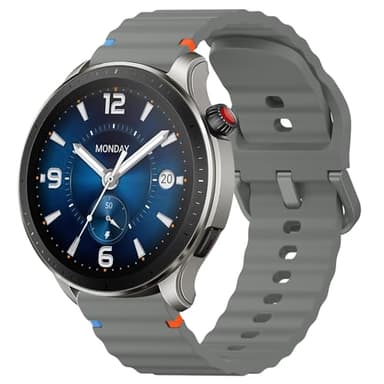 Tobfit Correa para Amazfit GTR 3 / GTR 4 / GTR 3 Pro/GTR 2 / Balance para Mujer Hombre, Correas de Silicona Ondulada, Pulseras de Repuesto Deporte Impermeable para Amazfit GTR 47mm, Gris Oscuro