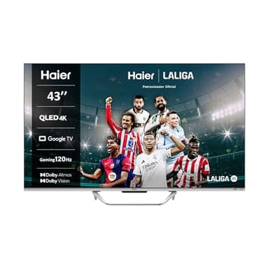 Haier QLED 4K UHD H43Q800UX, 43", Smart TV, Google TV, Dolby Atmos y Dolby Vision, HDR 10, Smart Remote Control, Google Assistant, Bluetooth 5.1, DBX TV, HDMI 2.1 x 4, Sin Marcos, 2024
