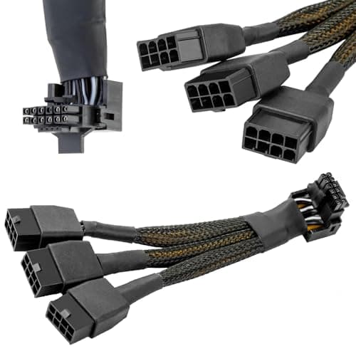 Xiatiaosann 16 AWG PCIE 5.0 12VHPWR 600W 3x8 pines a 16 pines (12+4 pines) Cable adaptador de suministro de ángulo recto de 90 grados para tarjeta gráfica RTX 4090 4080 3090TI 4070Ti (tipo B)