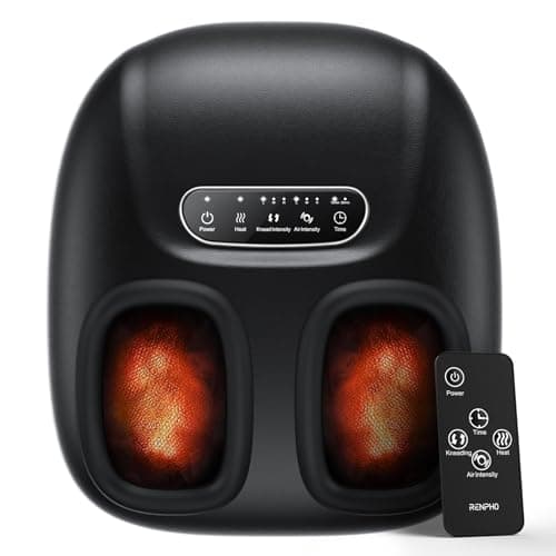 RENPHO Masajeador de Pies con Calor, Masajeador Eléctrico con Mando a Distancia, Shiatsu Masaje Pies la Circulación para Fascitis Plantar, 3 intensidades, Compresión, Portátil, Hasta la talla 45