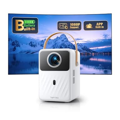 Proyector Portátil【Batería Incorporada & Android TV】, Proyector Full HD 1080P Soporte, 380 ANSI Enfoque Electrico TOPTRO Proyector WiFi Bluetooth Cine en Casa para Android/iOS/USB/TV Stick/PS5