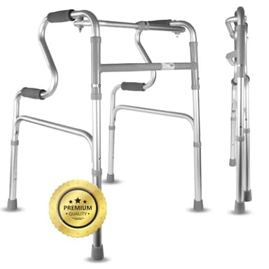OrtoPrime Andador para Ancianos sin Ruedas con INCORPORADOR tacataca para ancianos - Andadores para Ancianos LIGERO Caminadores para mayores - Andador Ancianos ALUMINIO Andador Adulto PLEGABLE