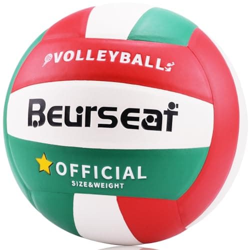Beurseaf Pelota de Voleibol, Pelota Voleibol, Tacto Suave Voleibol de Playa, Balon Voleibol Oficial Talla 5 para Interior y Exterior, Balon Voley Playa (Rojo/Verde)