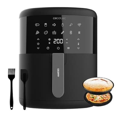 Cecotec Freidora de Aire de 6L sin Aceite con Accesorios Cecofry Bombastik 6000 Full, Air Fryer. 1700W, Tecnología PerfectCook, Regulación de Temperatura y Tiempo, Control Táctil, 12 Modos, Negro