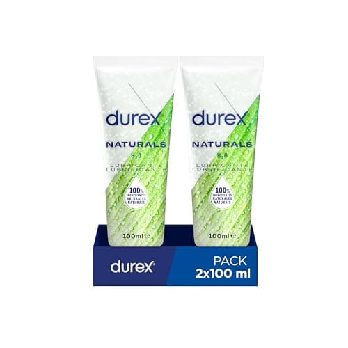 Durex Naturals Lubricante a Base de Agua, 100% Natural sin Fragancia, Colorantes ni Agentes Irritantes – 100 ml x 2 Unidad ( Paquete de 1)