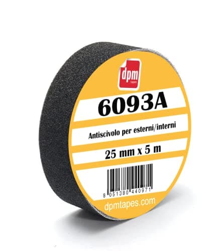 Dpm tapes 6093A - Cinta Adhesiva Antideslizante Negra Para Interior/Exterior - Anticaída, Antideslizante, Libre De Residuos (25 mm x 5 m)