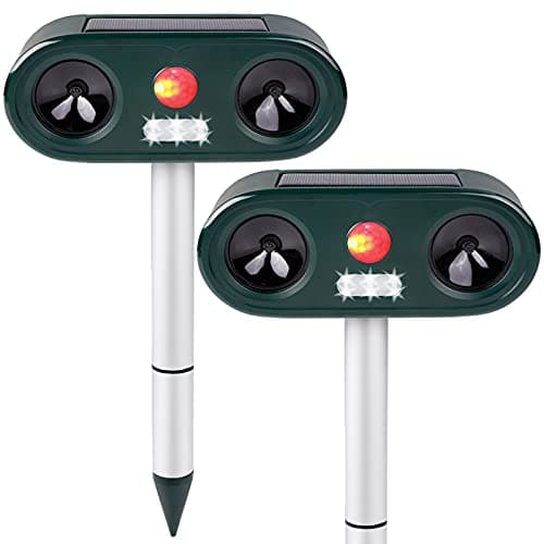 Cowiewie Repelente de Gatos, Solar Ultrasónico Ahuyentador para Gatos, 2 Piezas