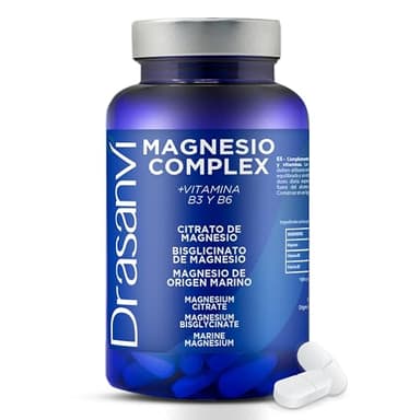 DRASANVI MAGNESIO COMPLEX | Magnesio Bisglicinato + Citrato de Magnesio + Magnesio Marino | Con Vitamina B3 y B6 | 250 mg por comprimido | Magnesio Alta Absorción | 180 comprimidos = 90 días