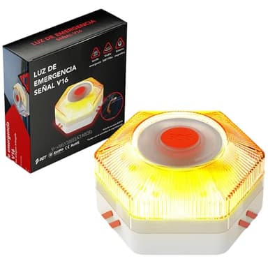WORLD PRODUCTS STORE Luz Emergencia Homologado DGT – Baliza V16 DGT – Luz Emergencia Coche – Sustitutivo Triángulo de Emergencia- Resistente Agua - Luz Avería Accidente – Visibilidad 1 KM