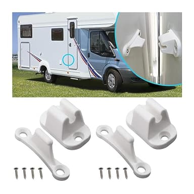 JNNJ 2 Piezas Retenedor Puerta Caravana, Retenedor Puertas En Forma De T para Caravana, Retenedor Tope Puertas Autocaravana con Herramientas De Instalación, para Remolque De Autocaravana, Caravana