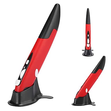 Wakects Ratón Inalámbrico con Lápiz, Mini Ratón óptico Inalámbrico de 2,4 GHz, Ratón Inalámbrico Tipo Lápiz Vertical, Lápiz óptico USB para Piezas de Ordenador y PC (Rojo)