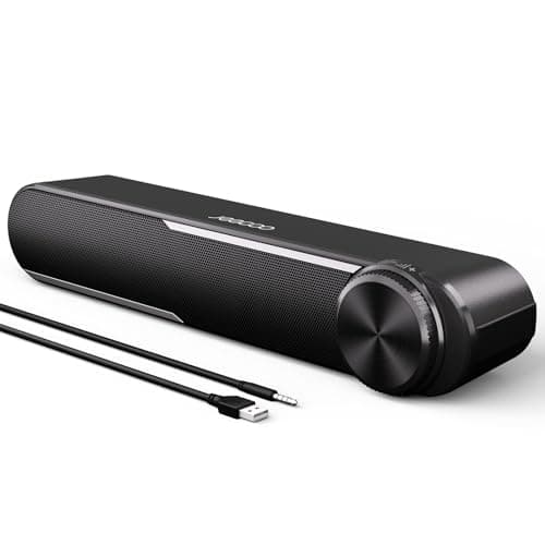 Jeecoo A30 Altavoces Pc USB，Barra de Sonido con 3,5 mm Jack, Alimentación USB Altavoces Pc para Ordenador, Portátil Móvil,Teléfonos Inteligentes,Tablet,TV Negro