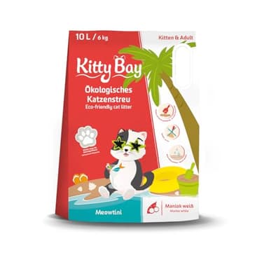 Kitty Bay - Meowtini - Arena para Gatos Eco aglomerante y sin Polvo, Blanco yuca, 10 litros