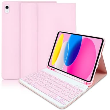 Funda con Teclado para iPad 10ª generación 2022/para (A16) 11ª generación 2025 - Funda con Teclado Folio Desmontable inalámbrica para iPad 11/10 Gen- Rosa