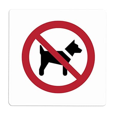 Becral® - Señal adhesiva de PROHIBIDO PERROS | Placa puerta PVC BLANCO | Señal informativa | Cartel Puerta 100X100mm