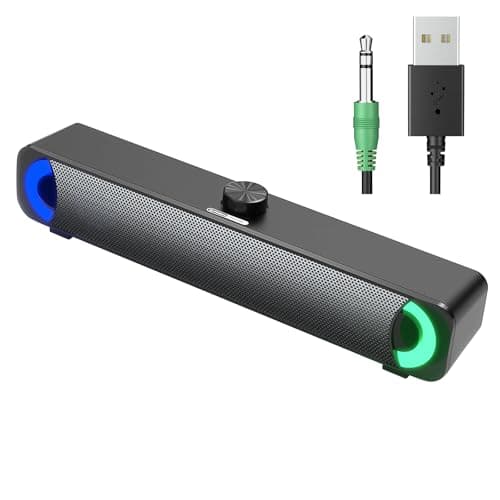Altavoz SoundBar, HPYLIF·H Altavoz de Computadora con Cable USB, Altavoz Multimedia con Control de Volumen de Luz LED RGB Barra de Sonido para PC Windows,Escritorio,Ordenadores Portátiles
