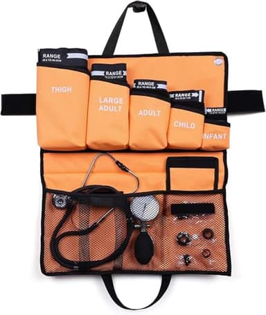 LotFancy 5 en 1 Esfigmomanómetro Aneroide Profesional con Doble Estetoscopio y 5 Puños de Tamaño, Tensiometro Monitor Manual de Presión Arterial Manual para Adultos, Niños con Estuche PortátiI