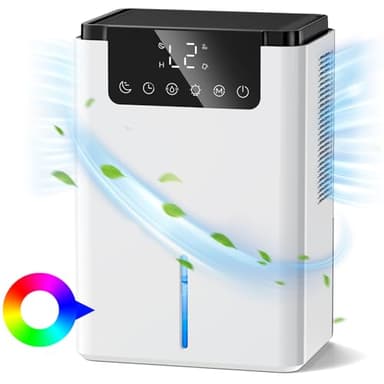 Deshumidificador eléctrico, 2200 ml, deshumidificador silencioso, con función de descongelación y modo de sueño, purificación del aire y contra la humedad