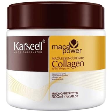 Karseell MACA CARE SYSTEM-Collagen Mascarilla Pelo-Reparación Profunda-Hidratación Intensa-Pelo Seco y Dañado-Argán- Maca-Todo tipo Cabello 500ml.