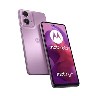 Motorola g24, 8/128, Pantalla HD+ 6,56' y 90 Hz, Sistema de cámara de 50 MP con Macro Vision, Dolby Atmos, Android 13, 5000 mAh con TurboPower 15, Octa-Core, Dual SIM, Incluye Funda, Rosa