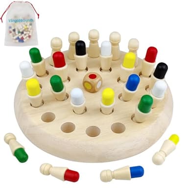 Ajedrez de Memoria de Madera, Juguetes Montessori 4 años Juego de Mesa Ajedres de Juguetes Memoria Juegos Educativos Juguetes Cognitivos de Color Regalo de Cumpleaños para Niños 4 5 6 años