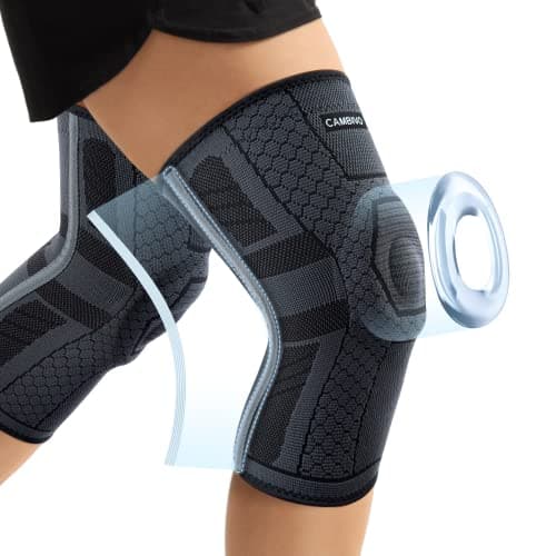 CAMBIVO Rodilleras Menisco y Ligamento 2Pack, Rodillera Rotuliana Compresion con Estabilizadores Laterales de PMMA y Almohadilla de Rótula para Dolor Rodilla Artrosis, Artritis, Acl, Gym, Running