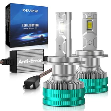 KOYOSO H7 LED Bombillas para Coche: Compatible con CANBUS Anti-Error Kit de luces LED de Repuesto para Faros Delanteros - 32000LM 180W Luces Altas y Bajas para Vehículos de 12V, 6500K Blanco