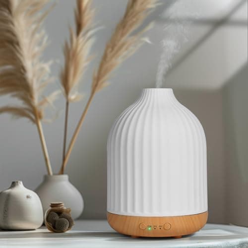 Vankarr Difusor Aceites Esenciales 250ml Difusor de Aromas Ultrasónico Difusor de Aromaterapia Humidificador Vaporizador de Esencias para Casa, Yoga (Blanco 250ML)