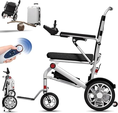 Silla de ruedas eléctrica ultraligera plegable con mando a distancia, batería de iones de litio de 12 Ah, capacidad de 150 kg, uso doméstico, silla de ruedas eléctrica plegable para movilidad
