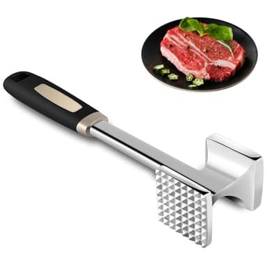 Gowkeey Martillo Carne, Mazo para Carne Doble Cara, Ablandador de Carne, Martillo ablandador de Carne de Acero Inoxidable Herramienta de Cocina, para Filetes,Pollo,Cerdo, Aptas para el Lavavajillas