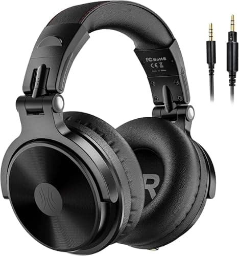 OneOdio Auricurales Bluetooth Inalámbricos 110H, Auriculares HiFi de 50mm Altavoz con Micrófono CVC 8.0, Auriculares con Cable para Móvil PC Portátil, Orejeras Proteicas 90° Ajustable para DJ
