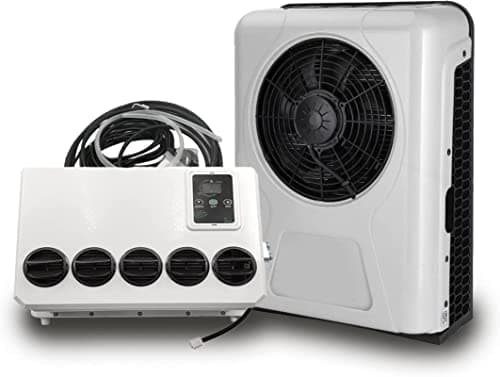 FUNNYBSG Aire acondicionado para caravana de 12 V CC, aire acondicionado para cabina de camión eléctrico de energía dividida por unidad CA para caravana, EAC1009.12.W, blanco