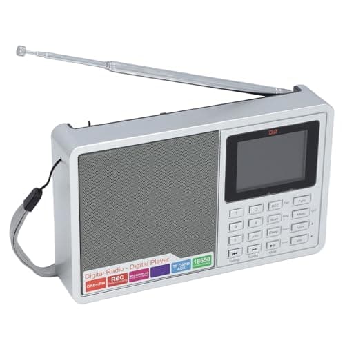 Radio Digital Am FM con Pantalla LCD de 2,4 Pulgadas, Radio Portátil Dab+/FM, Sintonizador y Presintonías Digitales de Radio Recargable Bluetooth, 2200 MAh, Compatible con