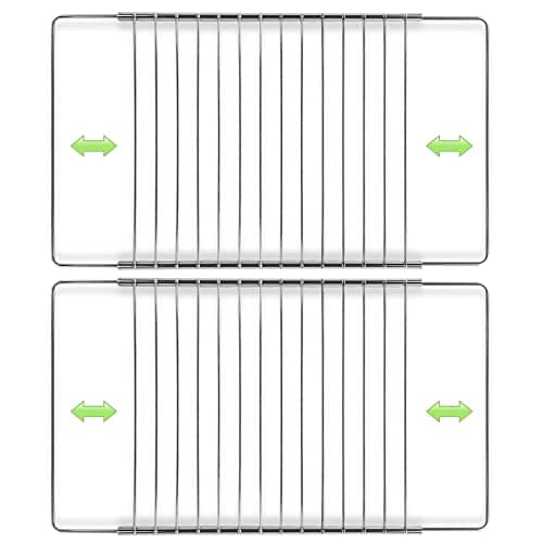 MIRTUX 2 x Rejilla Parrilla para Horno. Modelo Adaptable. Ancho: 31 cms y Largo Extensible - Ajustable Desde 37 cm (Medida mínima) hasta 65 cm (Medida máxima).