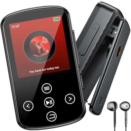 128GB Reproductor MP3 Bluetooth 5.4 Clip Deportivo, HiFi MP3 Reproductor Walkman Portátil, Música, Vocero, Radio FM, Fotos, Grabaciones, Libro Electrónico, Muy Adecuado para Deportes (Negro)