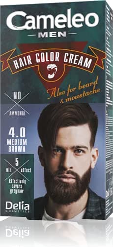 Cameleo Men - Tinte Capilar Permanente | Color marrón medio para cabello, barba y bigote | Efecto de color natural en 5 minutos | Cubrir canas | SIN Amoníaco | 30ml