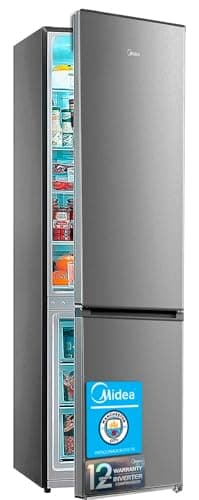 MIDEA Frigorifico Combi No Frost | 55 cm ancho x 180 cm | Inox | 270L de Capacidad - Nevera Libre Instalación con Congelador Vertical - Refrigerador de Bajo Consumo con Sistema Multi Air Flow