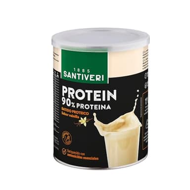 SANTIVERI – Protein-90 instantáneo vainilla en polvo, alto contenido en proteína/bote 200 g a base de proteína 100% vegetal, aminoácidos y vitaminas
