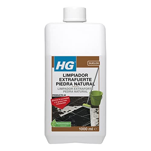 HG Limpiador Extrafuerte piedra natural, Abrillantador para Mármol, Terrazo o Granito, Limpia Suelos Extrafuerte que Elimina la Grasa y la Suciedad y Restaura el Brillo de la Piedra Natural, 1 Litro