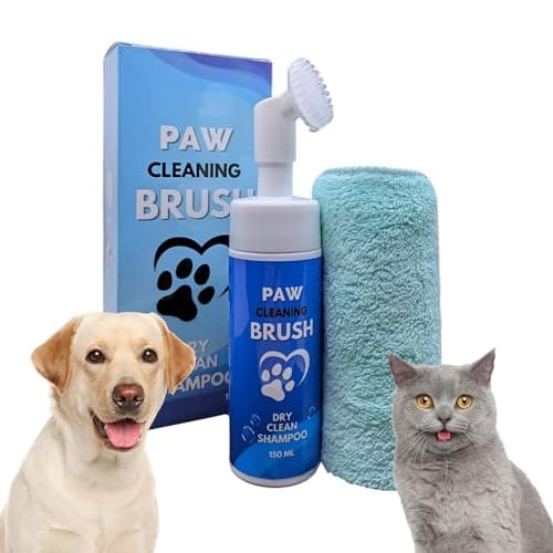 Limpiador patas perro, almohadillas perro, 150 ml, Toalla de regalo, Cepillo con Espuma de Lavado en Seco, no necesita Agua ni Enjuague, Elimina Suciedad y Bacterias, Ecológico, Limpia Patas Perro