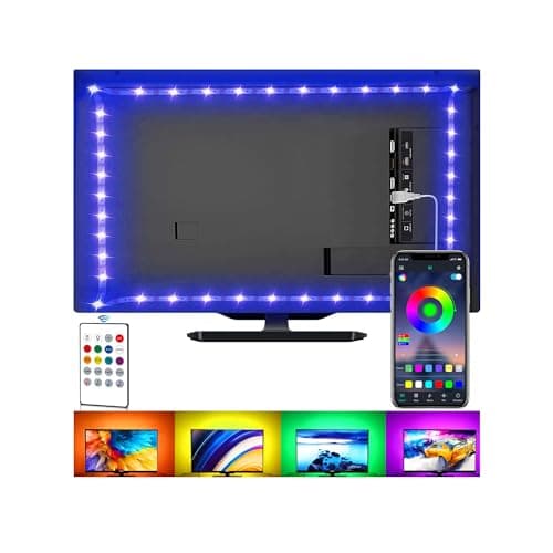 Tira de luces LED para TV, kit de retroiluminación USB de TV con control remoto, sincronización de control de aplicación con música, iluminación LED 5050 RGB para HDTV (2m para TV de 32 a 42 pulgadas)